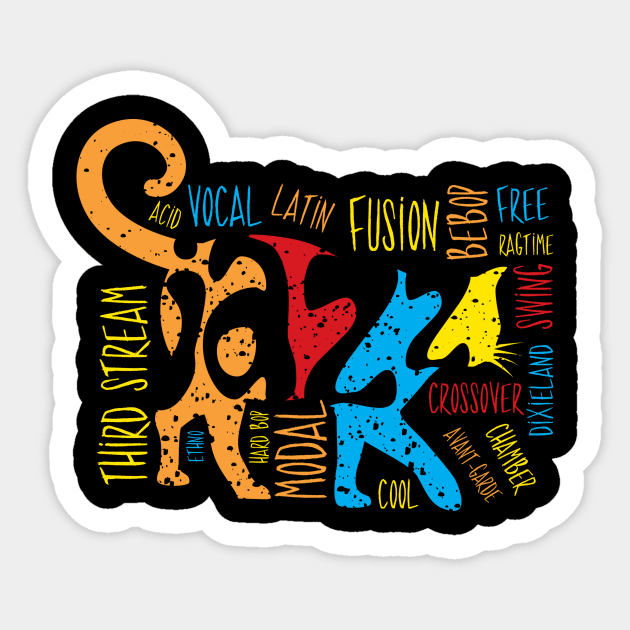 Colorful Jazz Cat With Jazz Genres Sticker by jazzworldquest